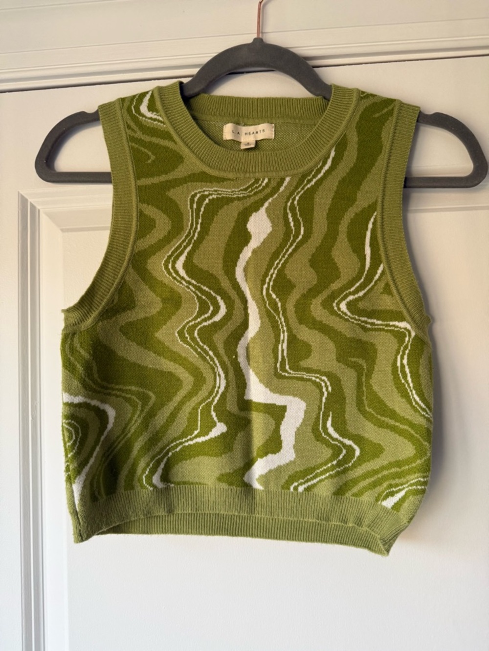 L.A. Hearts -  Women’s Green and White Sweater Vest, Size Small